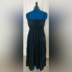 J. Crew Black Sleeveless Sweetheart Midi Sundress